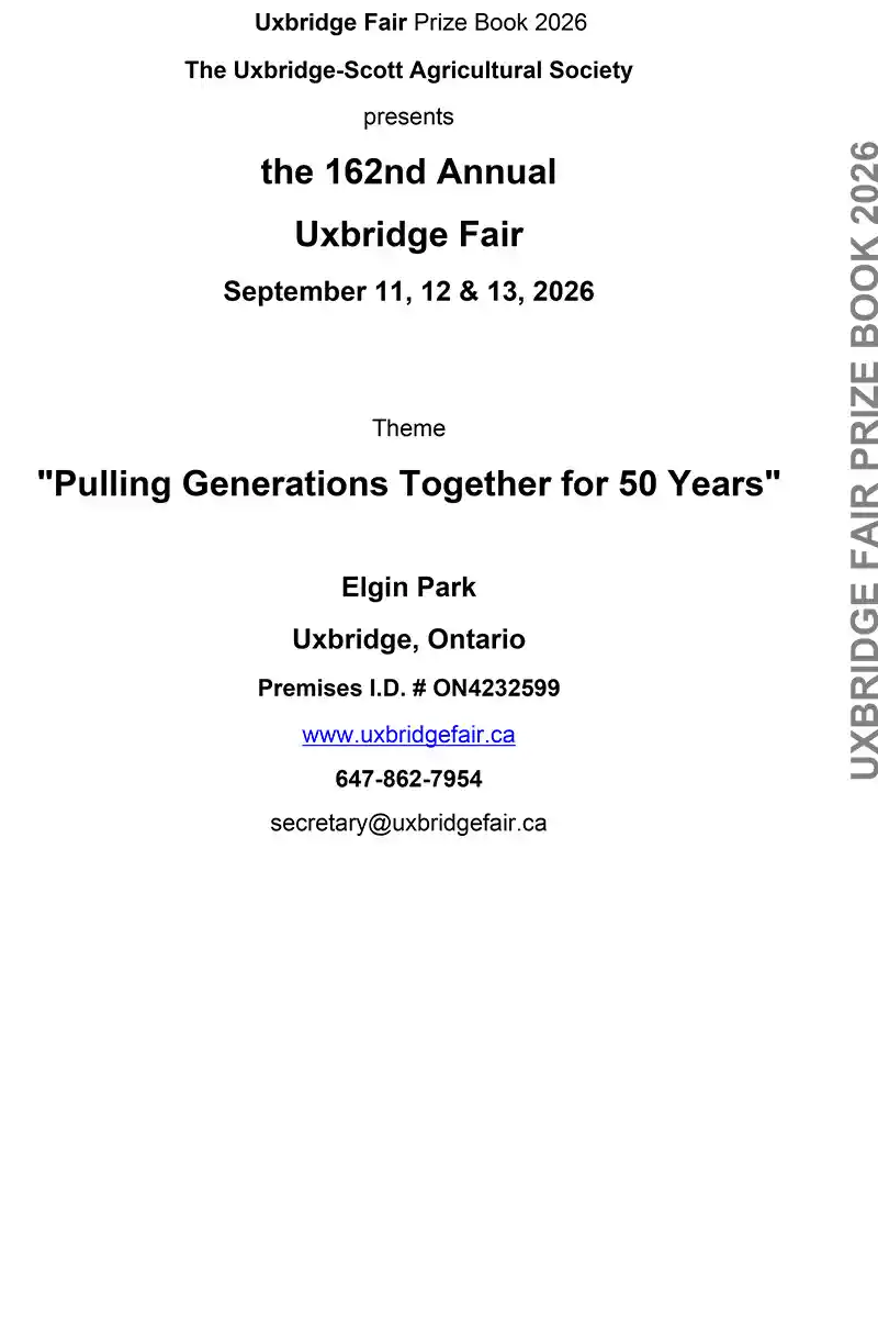 2026 Uxbridge Fair Prizebook cover